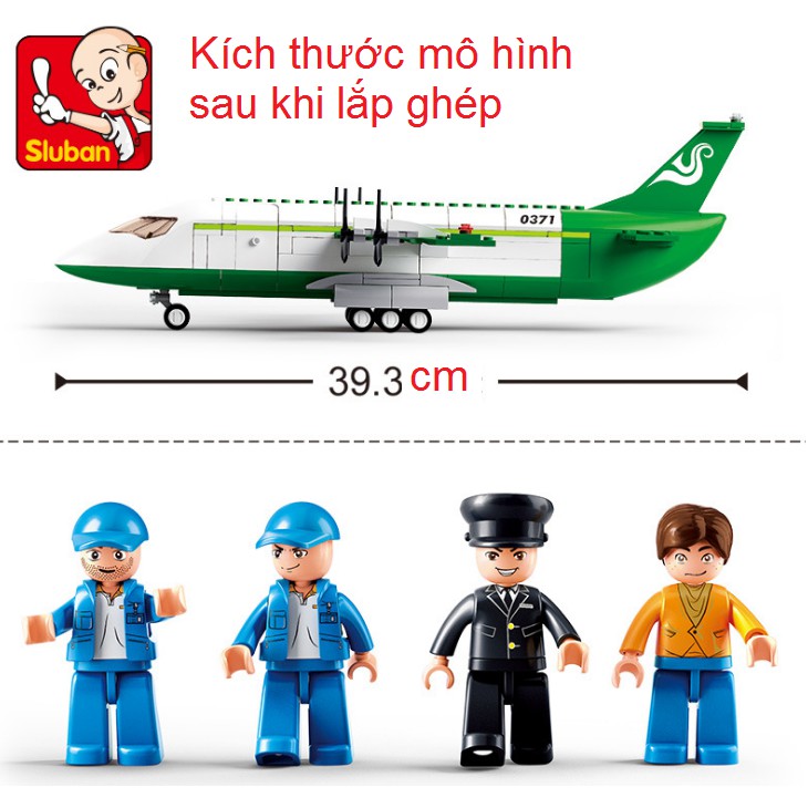 Mô hình lego máy bay chở hàng gồm 383 chi tiết đồ chơi trẻ em bằng nhựa cao cấp hãng Sluban