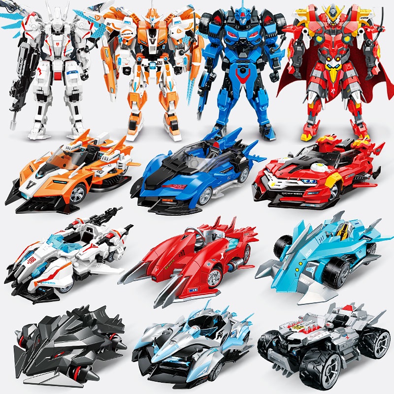 Khối xây dựng giác ngộ QQ Speed ​​lắp ráp đồ chơi giáo dục cậu bé đua xe Monkey King Mô hình cơ khí trẻ em Quà tặng gián