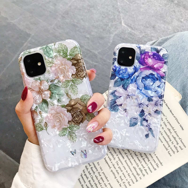 Ốp điện thoại silicone họa tiết hoa phong cách Hàn Quốc cho iPhone 12 12 Pro 12 Pro Max 11 Pro Max X XR XS MAX iPhone 7 8 Plus