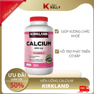 [CHÍNH HÃNG] Viên Uống Calcium 600mg + D3 Của Kirkland 500 viên - Canxi Kirkland - Mẫu mới