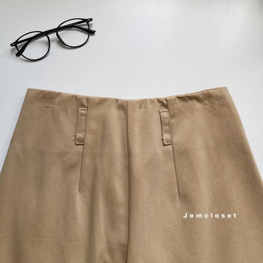 Quần Kaki Nữ Ống Rộng JEMCLOSET Cạp Cao Quần Baggy Nữ SPEA Chất Kaki Dày Phong Cách Công Sở Lên Form Siêu Tôn Dáng 2734