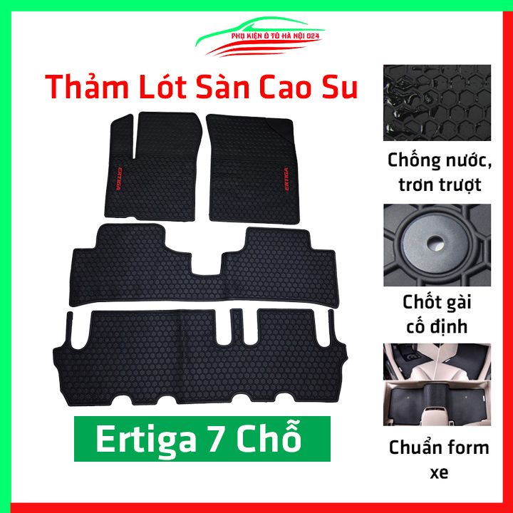 Thảm lót sàn cao su cho xe Ertiga 2018-2023 mẫu 3 ghế hàng chuẩn theo xe chịu lực tốt
