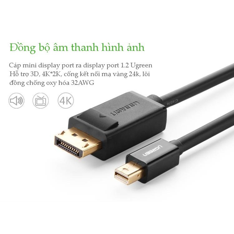 Cáp chuyển đổi Mini DisplayPort sang Displayport chính hãng UGREEN MD105