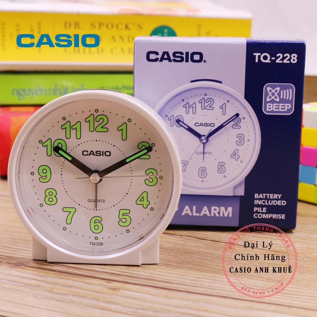 Đồng hồ để bàn Casio TQ-228-7DF báo thức, dạ quang ( 8.6 cm )