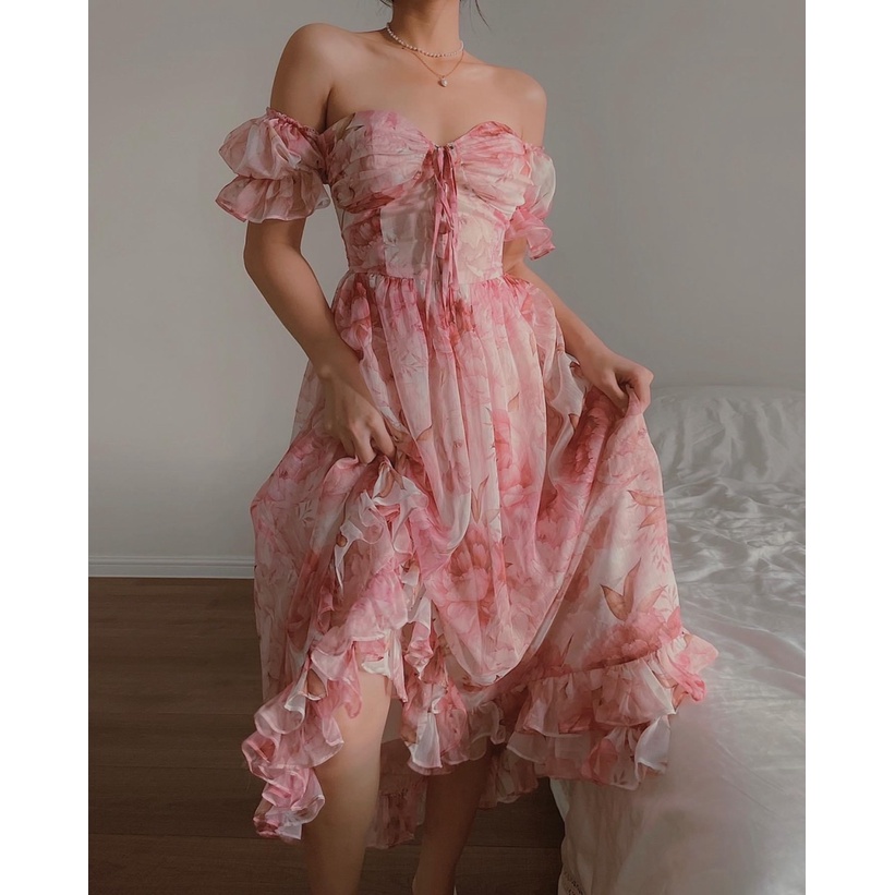 (HCM) ĐẦM VOAN HOA DỰ TIỆC SANG TRỌNG TÔN DÁNG , THỜI TRANG LỊCH THIỆP QUÝ PHÁI CHO CÁC NÀNG KOKO MI FASHION