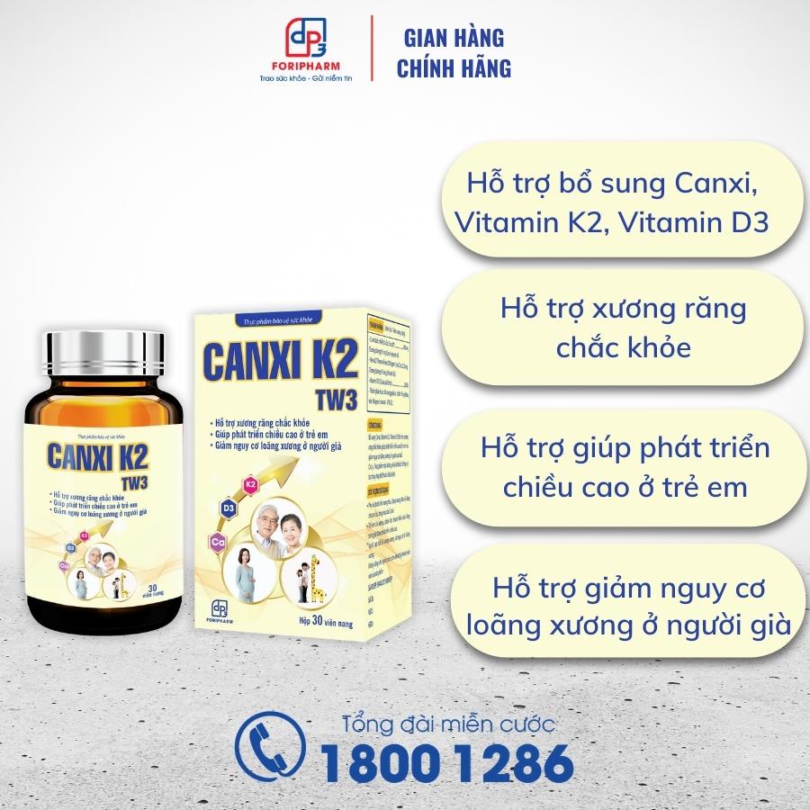 CANXI K2 TW3 - Hỗ trợ bổ sung Canxi, Vitamin K2, Vitamin D3 - Hộp 30 viên - Dược phẩm Trung Ương 3