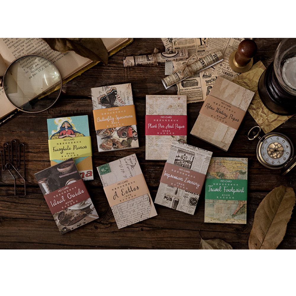 Bộ 60 tờ giấy trang trí sổ tay hình dấu chân phong cách cổ điển