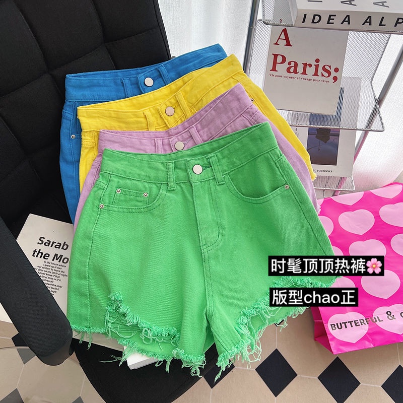 Quần Short Denim Lưng Cao Ống Rộng Thời Trang Mùa Hè Hàn Quốc Mới Cho Nữ