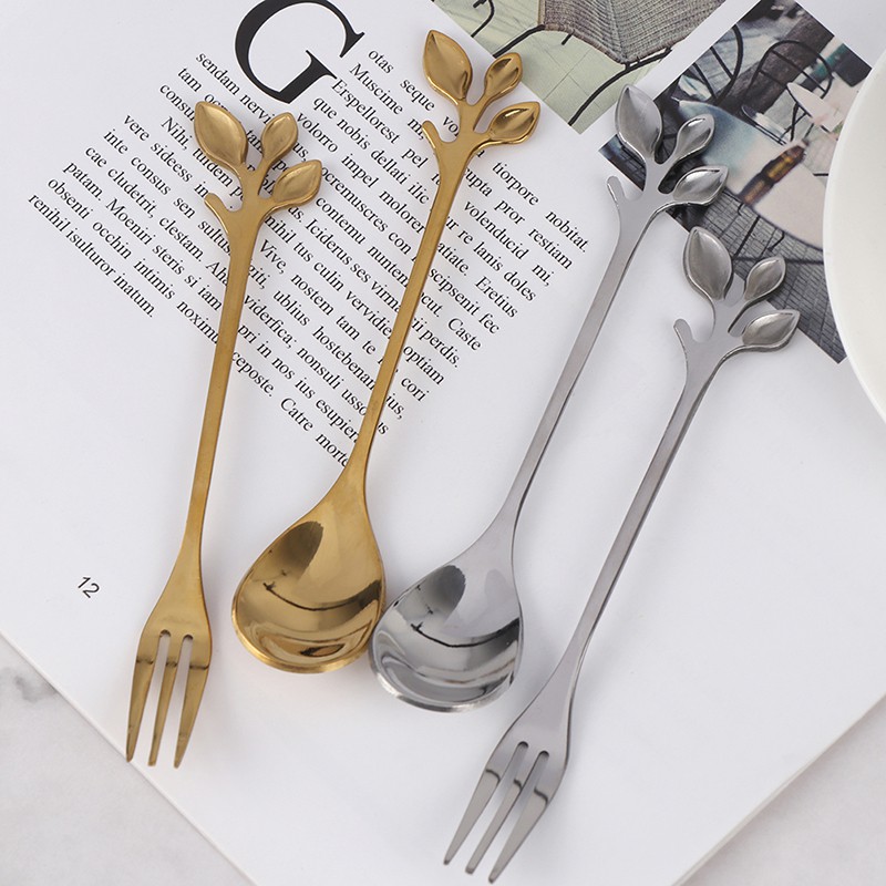 Muỗng Cà Phê Hình Chiếc Lá Bằng Thép Không Gỉ