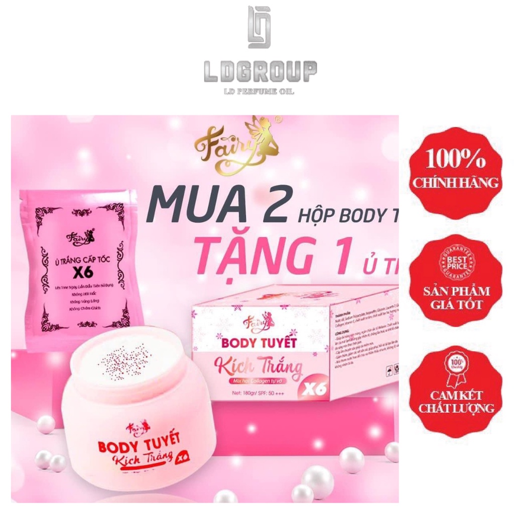 Kem Body Tuyết Kích Trắng X6 180g Mùi Thơm Cực Dễ Chịu Không Bào Mòn Da tặng set ủ trắng 100k khi mua 2 hộp