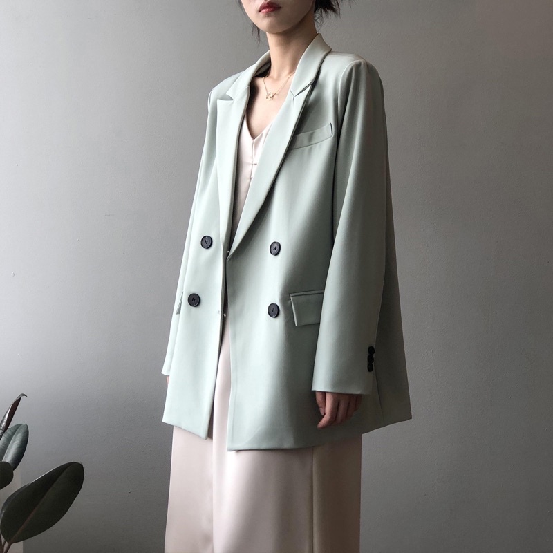 [Jamela] Áo blazer xanh bạc hà thời trang Hàn Quốc
