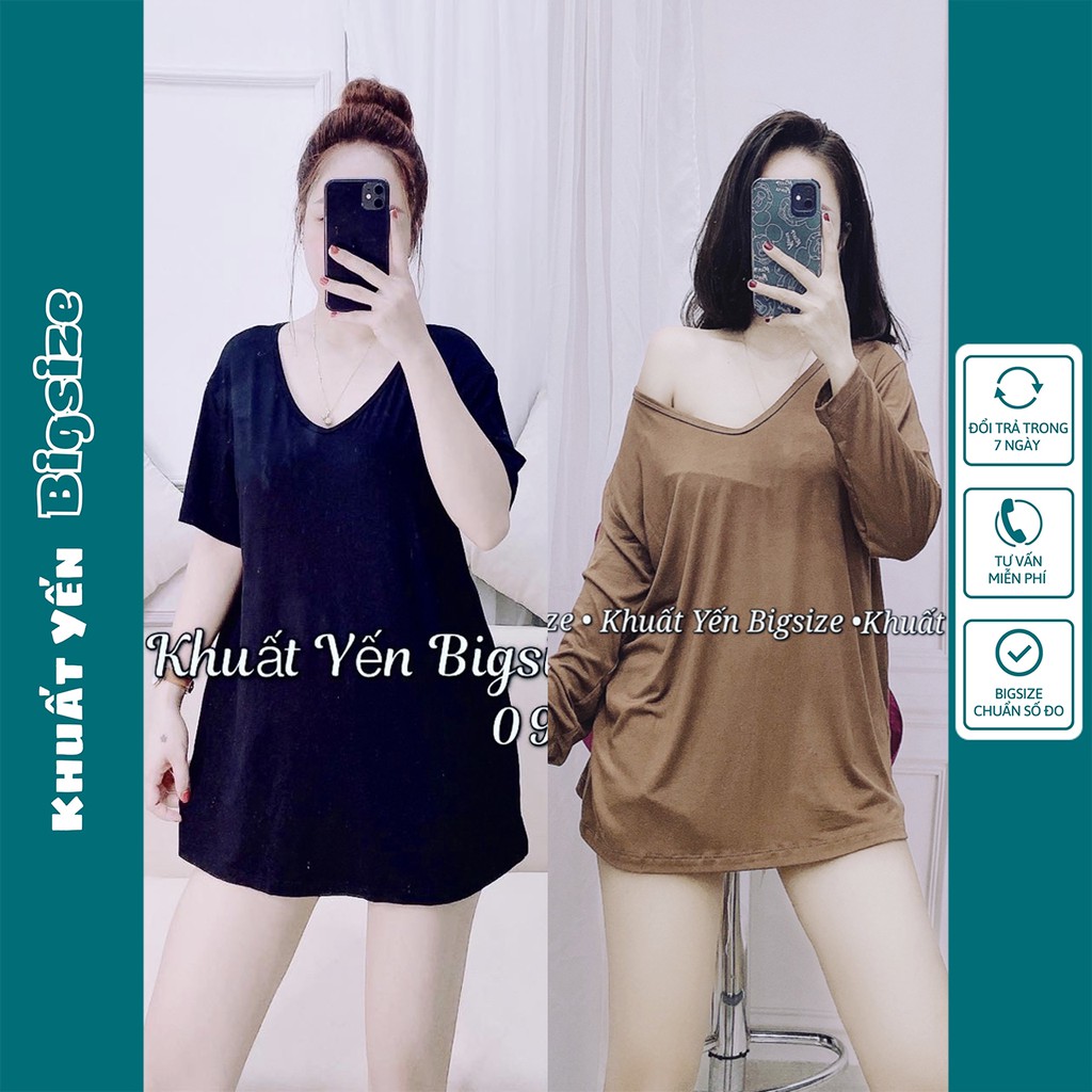 (50-100kg) Áo thun nữ cổ tim form rộng nhiều màu tay ngắn cổ V chất mát 50kg đến 100kg Khuất Yến