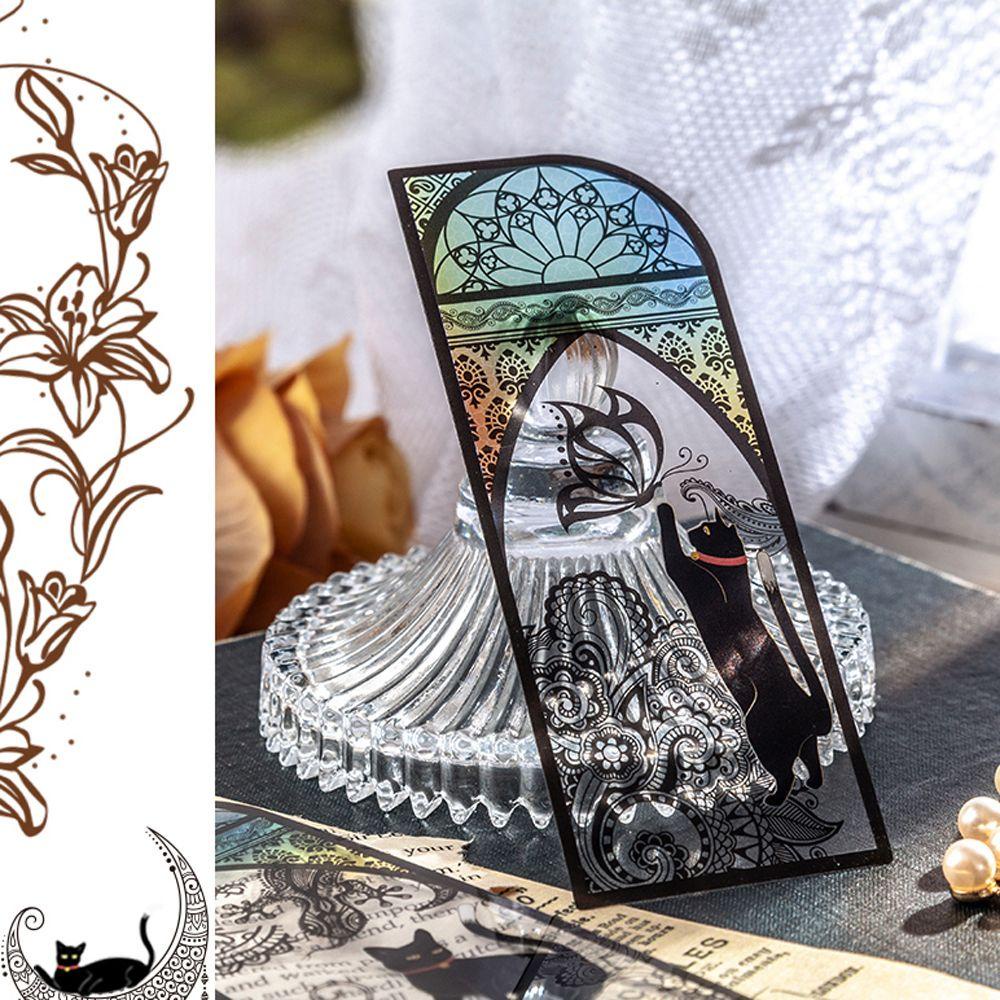 Thẻ Đánh Dấu Trang Sách Hình Mèo Đen Phong Cách Retro