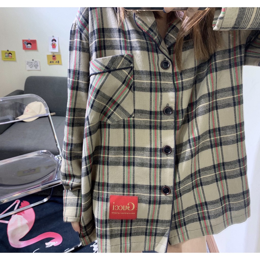 [Babe I'm Real] Áo Shirts Guccii x Geogre Flannel FW21 ( Full Tag, mac,... )