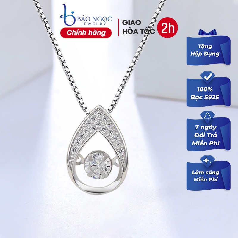 Dây Chuyền Bạc Ý S925 Mặt Tròn Bông Hoa Bốn Cánh M-1443 - Bảo Ngoc Jewelry