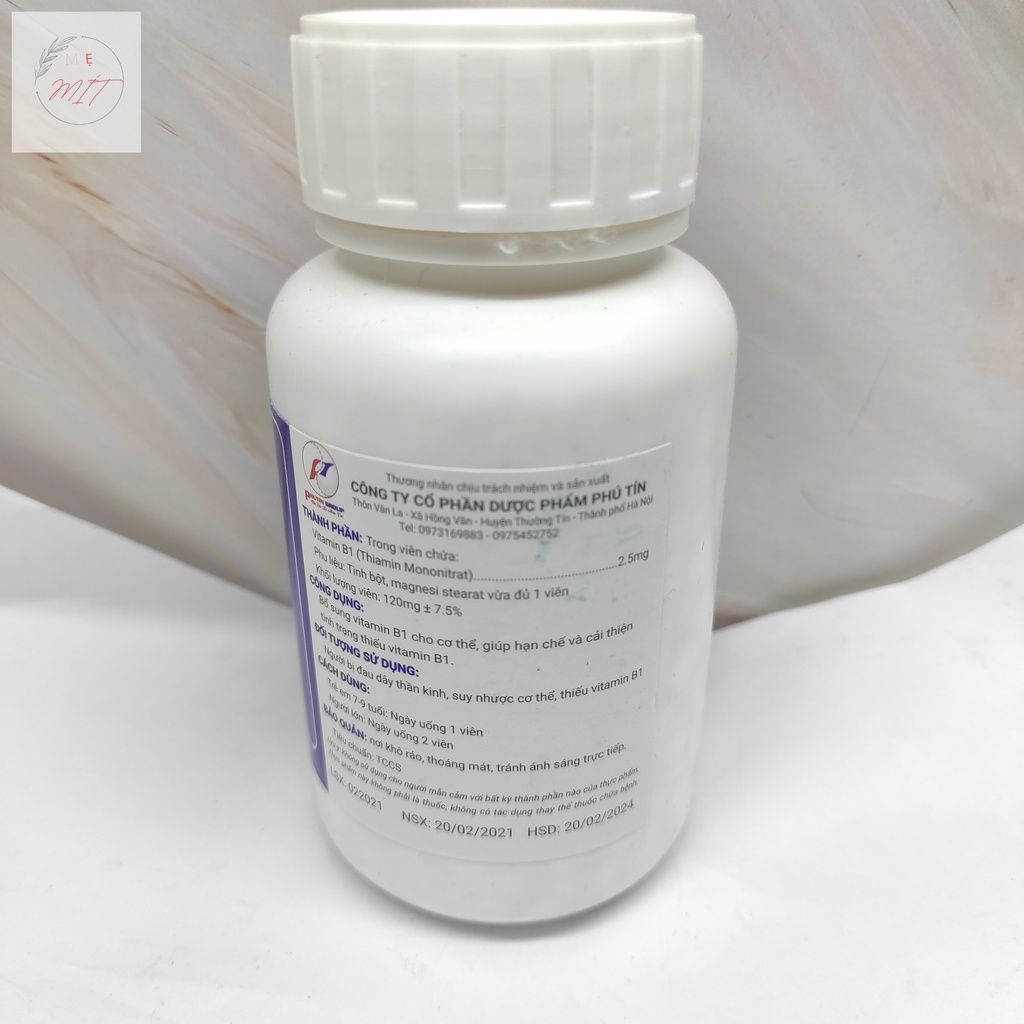 Vitamin B1 lọ 2000 viên Đại Uy mẫu mới