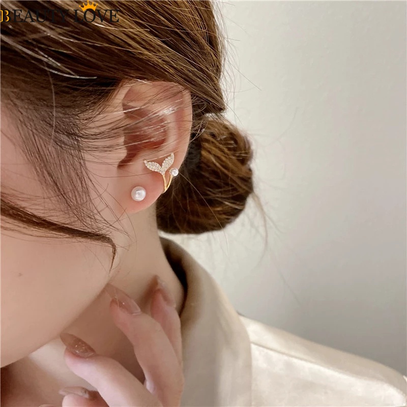 1 Đôi Bông Tai Đính Ngọc Trai Giả Kiểu Hàn Quốc Thời Trang Cho Nữ