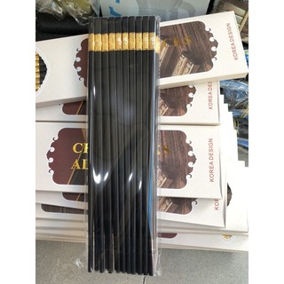 Hộp 10 đôi đũa mạ vàng hộp 24cm