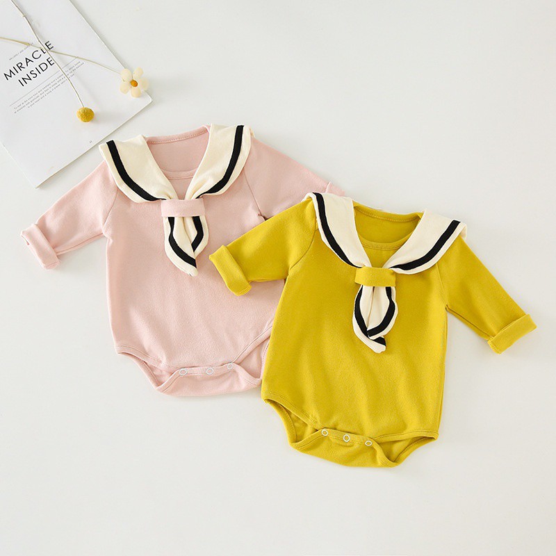 Bộ áo liền quần tay dài kiểu thủy thủ dễ thương dành cho bé