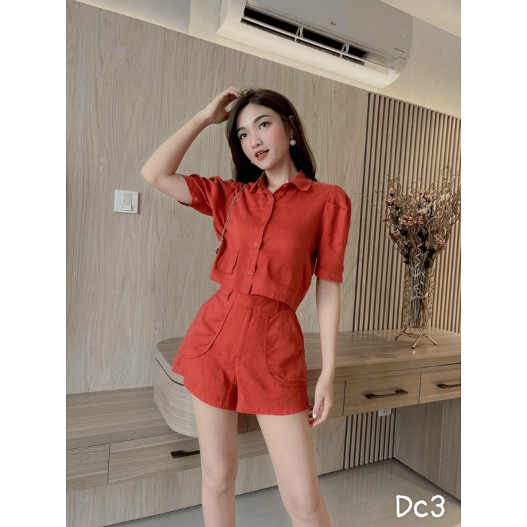 (MẪU MỚI) MẪU HOT TREND SÉT BỘ ĐŨI ĐÙI ÁO SƠ MI PHỐI CÚC XINH DX HHP