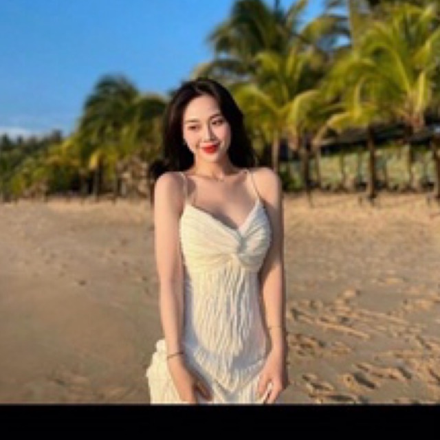 Đầm hai dây xoắn ngực chất vải xốp xịn xò LY alohashop91