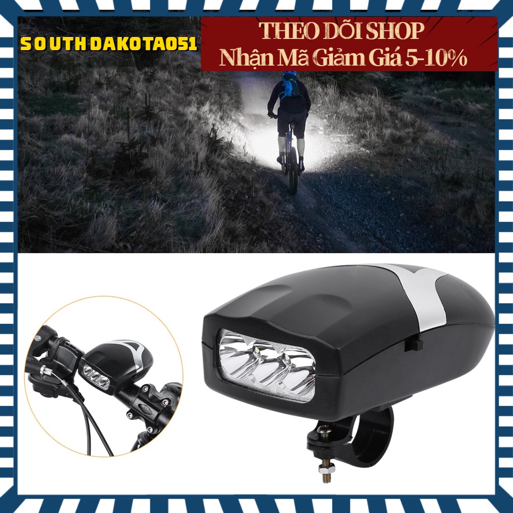 🎉Hàng Sẵn Đèn LED gắn tay cầm xe đạp 3 bóng chống thấm nước có còi dễ mang theo khi đi ra ngoài Đèn xe đạp thể thao siêu sáng led chống nước có còi