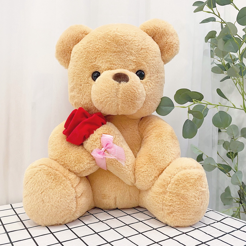 Gấu Bông Teddy Ôm Hoa Đáng Yêu Quà Tặng Dễ Thương Gấu Bông Online