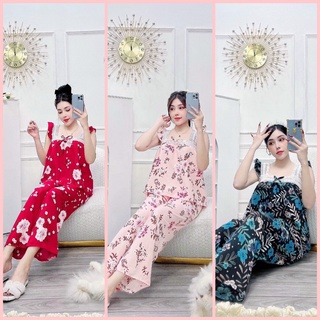 Sét đồ ngủ 2 dây hoa nhí lụa hàn quần dài 👉👉đồ bộ mặc nhà dễ thương vải mát mịn