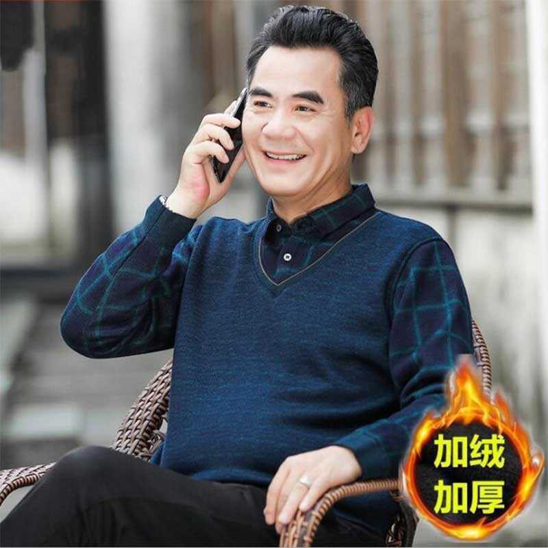 - ÁO LEN TRUNG NIÊN PHỐI SƠ MI LÓT LÔNG