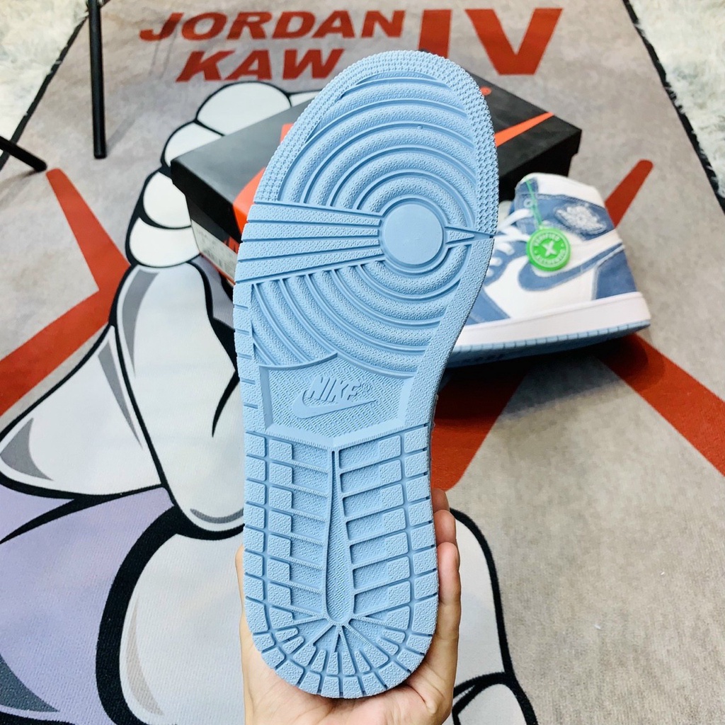 Giày Sneaker Nam Nữ JD1 Cao Cổ Trắnng Xanh Dương