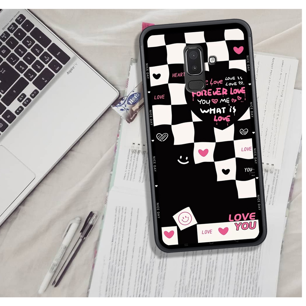 Ốp Lưng Samsung A6 PLUS - A8 PLUS - J6 PLUS - J8  , In Hình &quot;Black Heart&quot; Phong Cách Đẹp.