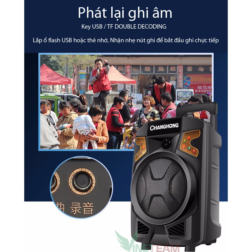 Loa Kéo Bluetooth giá rẻ CHANGHONG CYD-186 Cao Cấp, Chất Âm Cực Hay - Kèm Mic -dc3433