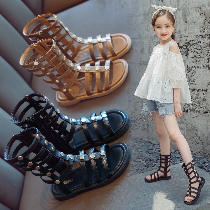 Sandal Cổ Cao Đế Mềm Phối Khoá Kéo Phong Cách Thời Trang Hàn Quốc Dành Cho Bé Gái