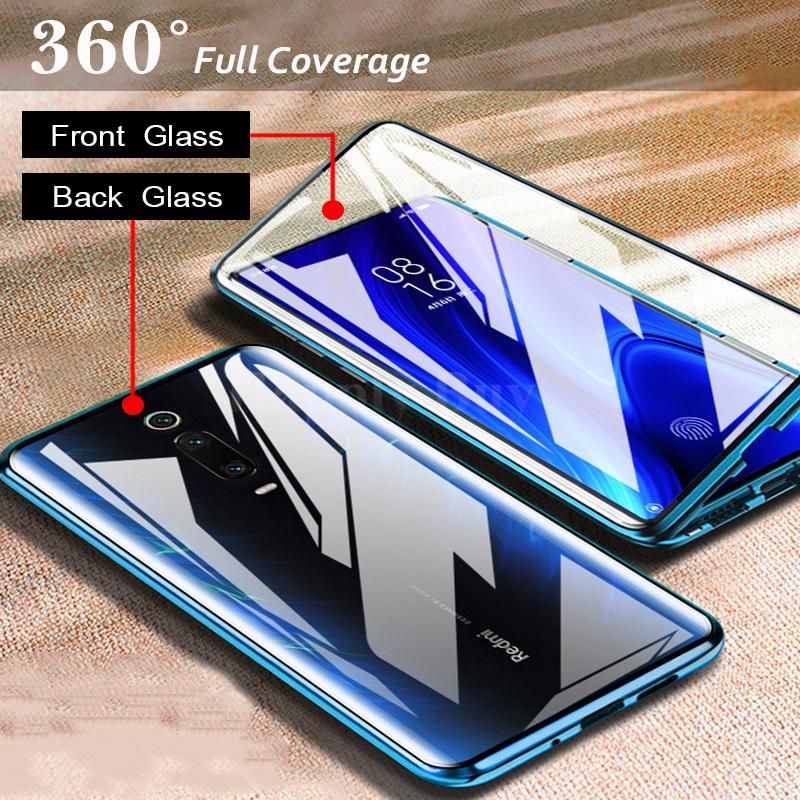 Ốp Điện Thoại Kính Cường Lực Hai Mặt Viền Kim Loại Nam Châm Bảo Vệ 360 Độ Cho Oppo Realme 6 6 Pro Oppo Reno4 4 Pro