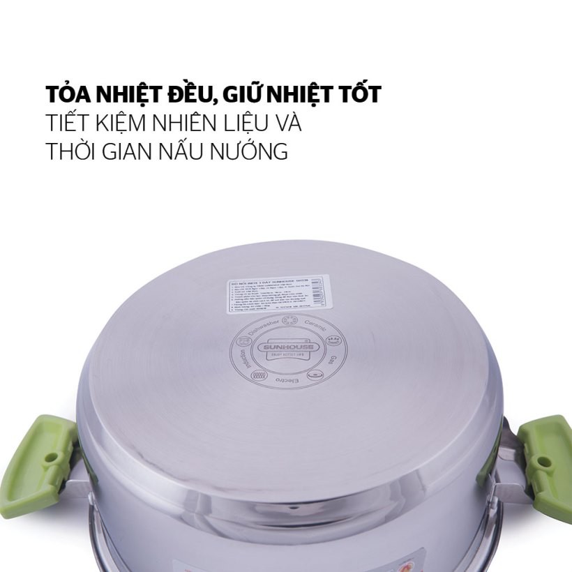 Bộ nồi inox 3 đáy SUNHOUSE SH336