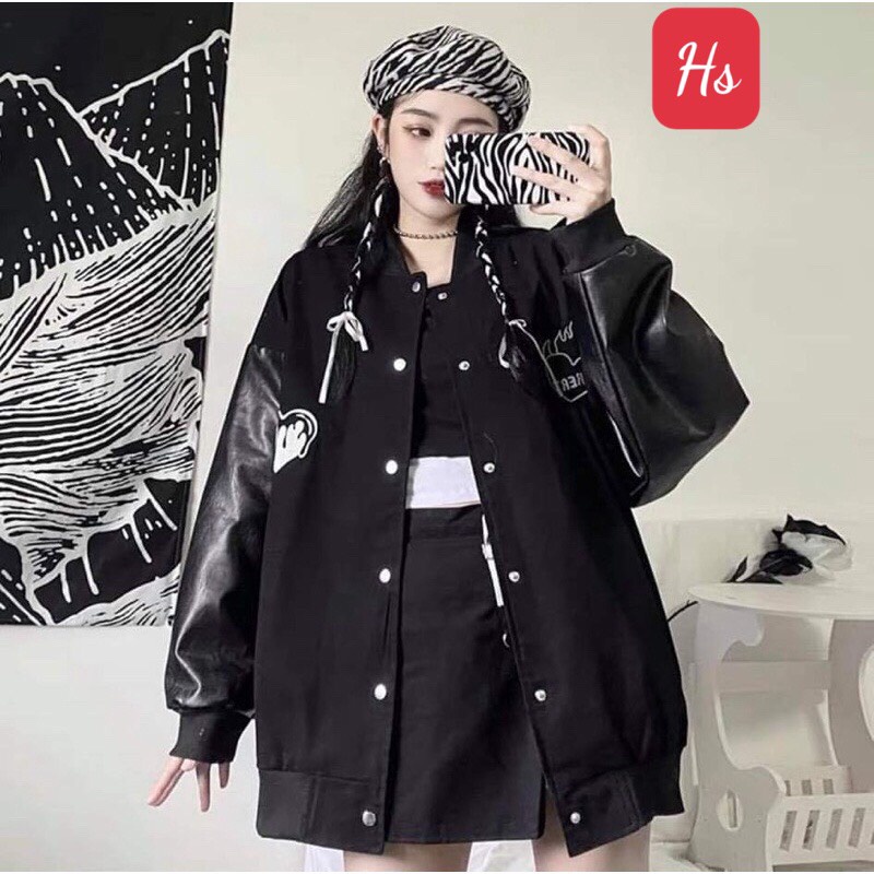 [Có Video] Áo Bomber Nỉ Phối Tay Da Hình Trái Tim Lar, Áo Khoác Nỉ Nam Nữ Form Rộng TVM Store Mã SP000721 | BigBuy360 - bigbuy360.vn