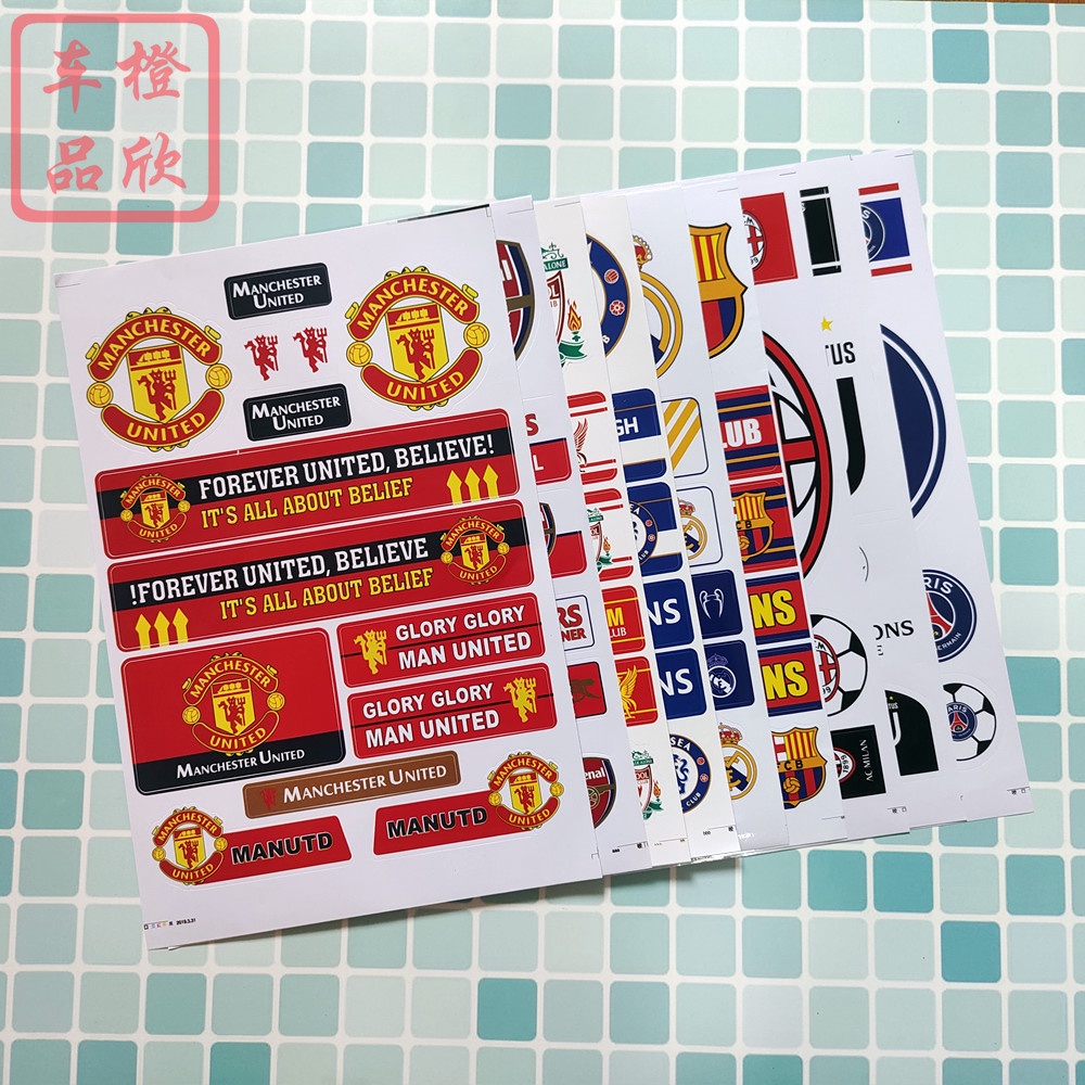 Miếng Dán Trang Trí Xe Hơi Hình Câu Lạc Bộ Real Madrid Barcelona Juventus AC Milan PSG Cho Máy Tính Laptop Ipad