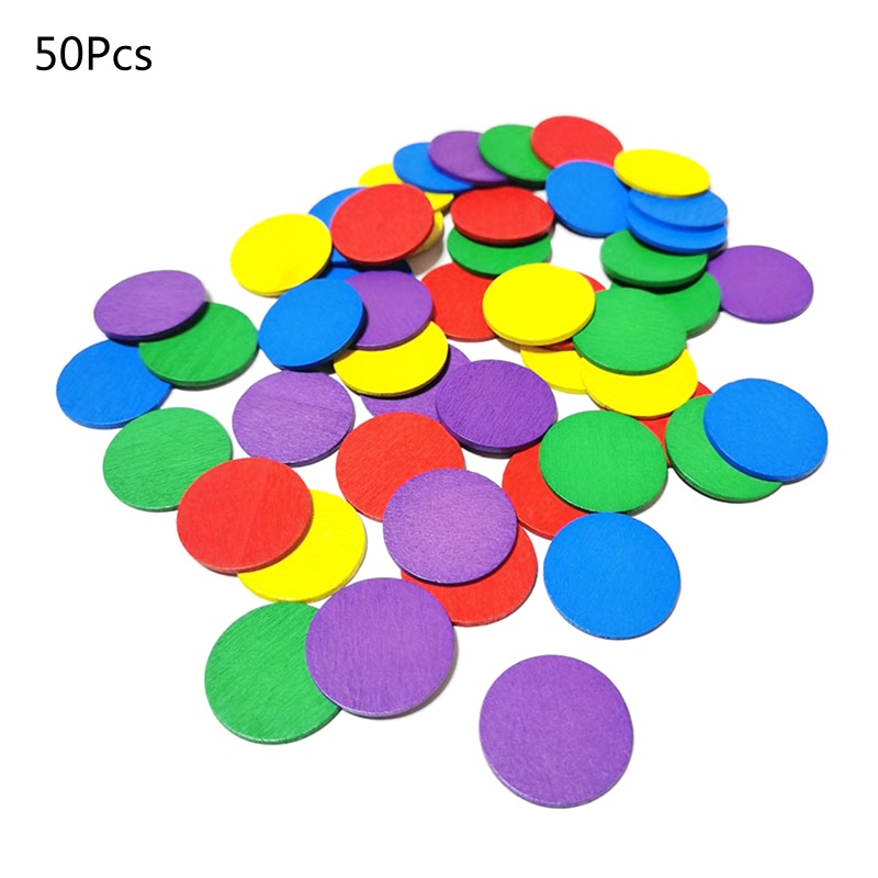 Set 50 công cụ hỗ trợ đếm số toán học màu sắc bắt mắt hình tròn cho các hoạt động làm đồ thủ công DIY
