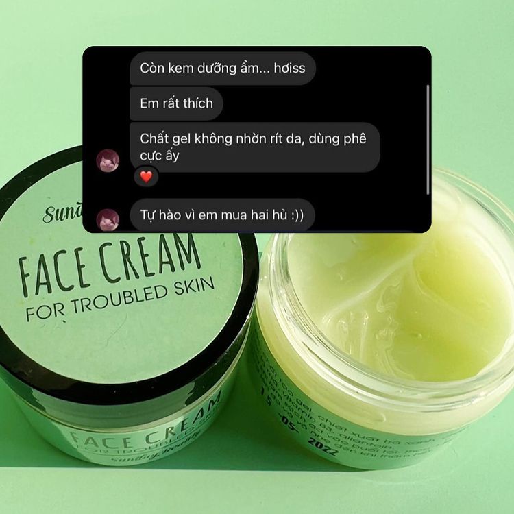 Kem dưỡng da mụn nhạy cảm, da dầu cấp ẩm giảm viêm giảm mụn thiên nhiên Face cream Sunday Beauty handmade