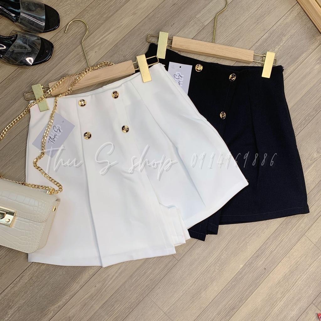 Quần Giả Váy Cạp Lưng Cao Dáng Ngắn Nữ THÚS Quần Sooc Váy 4 Khuy Vạt Trước Trẻ Trung Q2D01