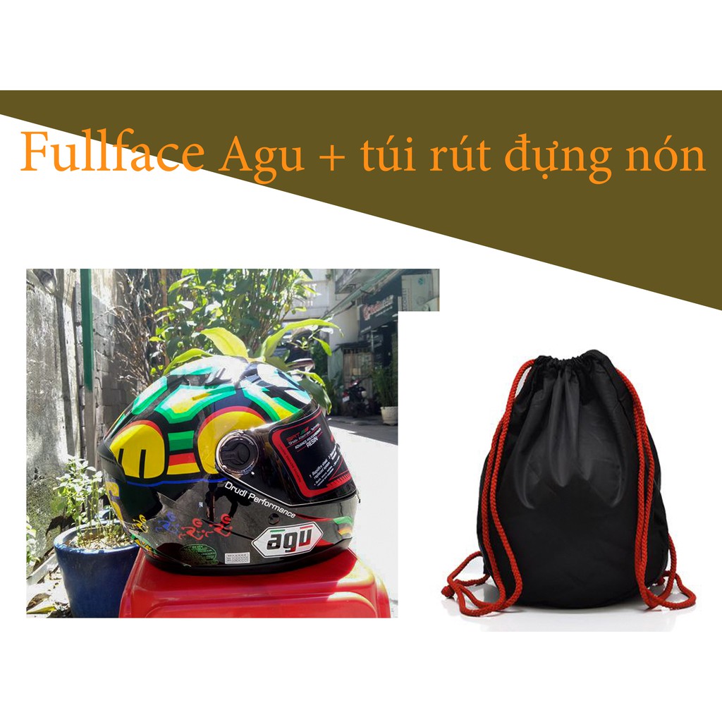 Nón Fullface AGU và túi rút đựng nón