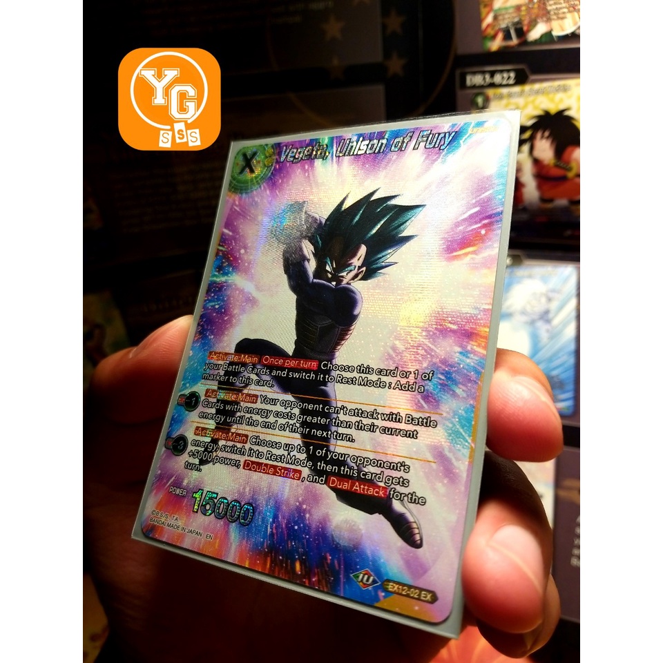 Thẻ bài Bandai chính hãng Vegeta, Unison of Fury - EX12-02 - Expansion Rare Foil