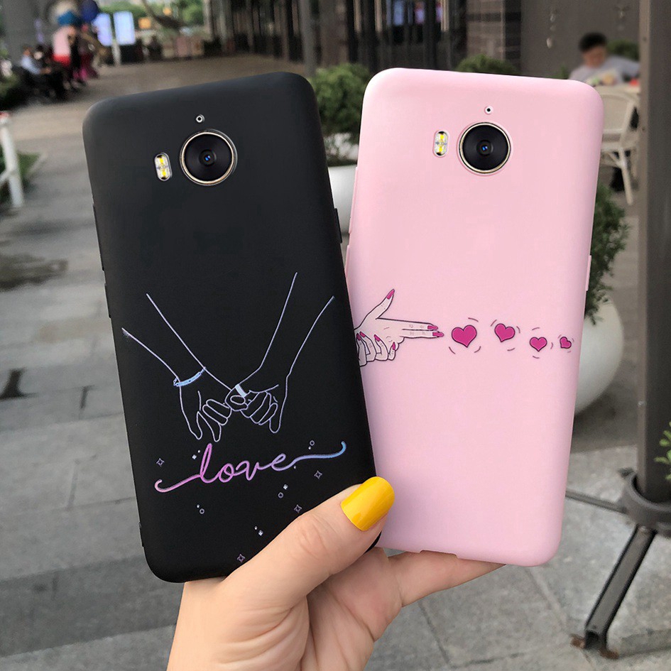 Ốp điện thoại silicon mềm họa tiết trái tim/mèo dễ thương cho Huawei Y5 Y6 2017 Mya-l22 Mya-u29 5.0''