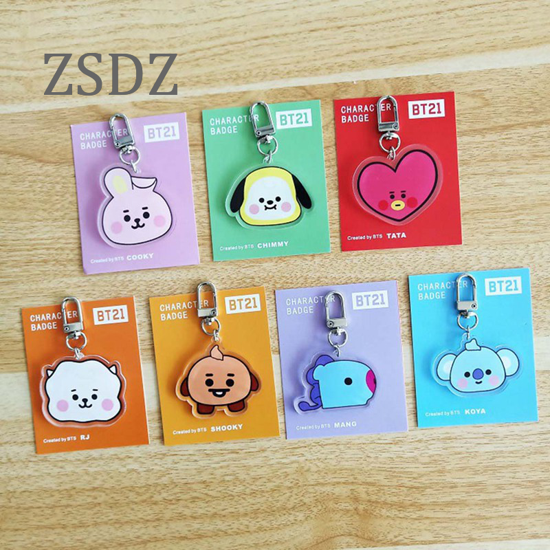 Móc Khóa Nhựa Acrylic Hình Bt21 Tata Cooky Mang