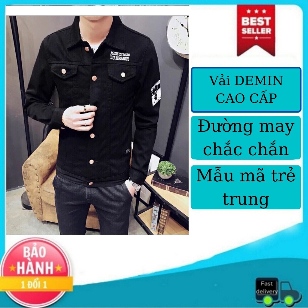 Áo Khoác Nam - Áo Khoác Jean Nam LOGO Tay Ngực Cổ Cao Cấp Phong Cách Trẻ Trung | BigBuy360 - bigbuy360.vn