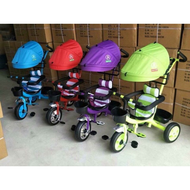 Xe đẩy 3 bánh 2 in1 có mái che gấp gọn cho bé
