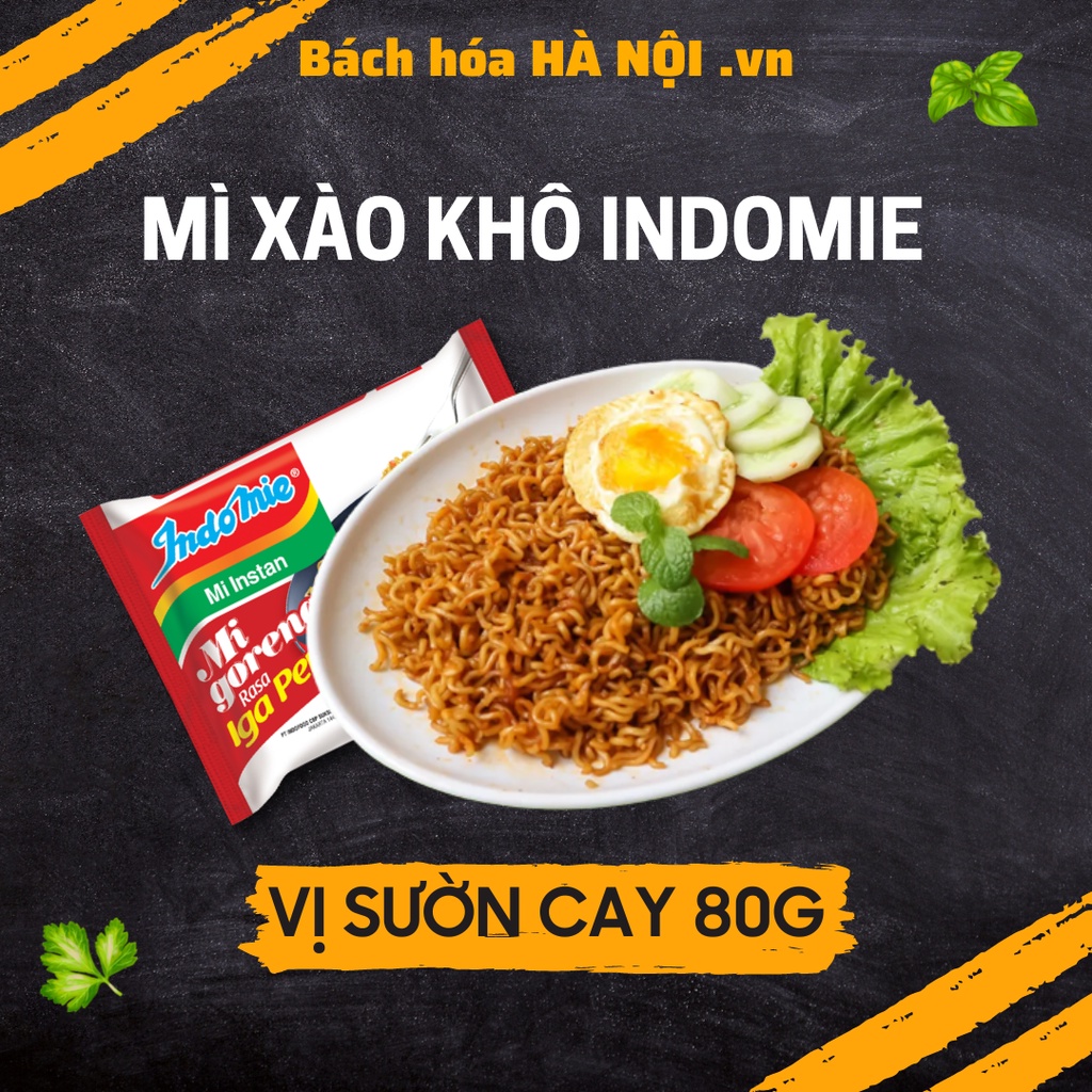 Thùng 40 Gói Mì Xào Khô Indomie Mi Goreng Rasa Iga Penyet Vị Sườn Cay 80g