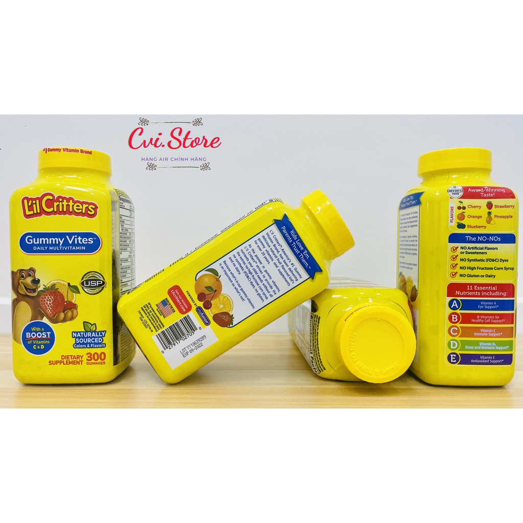 Kẹo dẻo hình gấu bổ sung vitamin tổng hợp cho trẻ em L'il Critters Gummy Vites - Cvi Hàng Mỹ