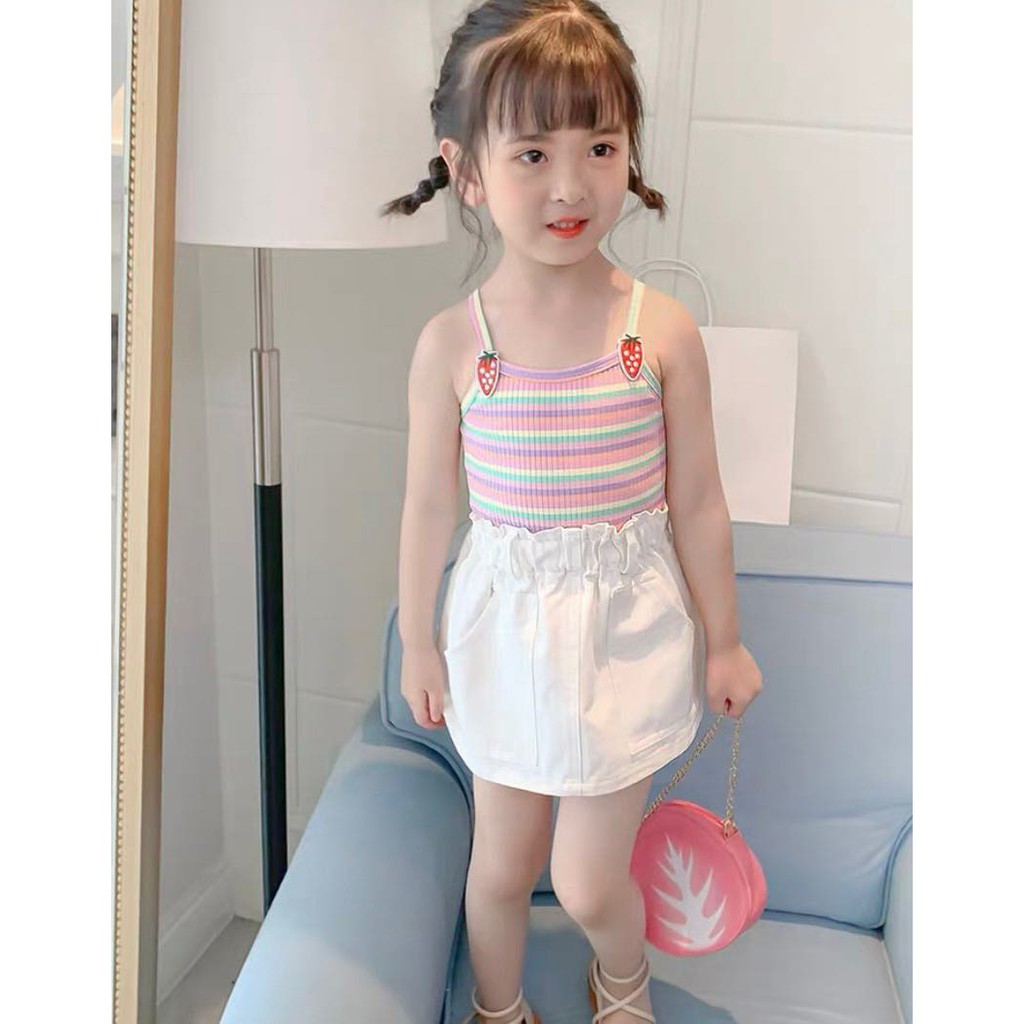 Quần áo trẻ em Áo bé gái 2 dây minky mom, size 6m-5y, 100% cotton co giãn 2 chiều