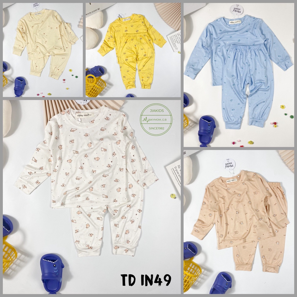Đồ Ngủ Cho Bé Trai Bé Gái, Bộ dài tay Minky Mom Chính Hãng In Hình Toàn Thân Họa Tiết Cute Cho Bé
